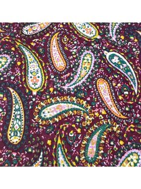 Paisley Cotton Fabric 15"x25" Burgundy Multicolor Sewing Crafts Quilting Retro P